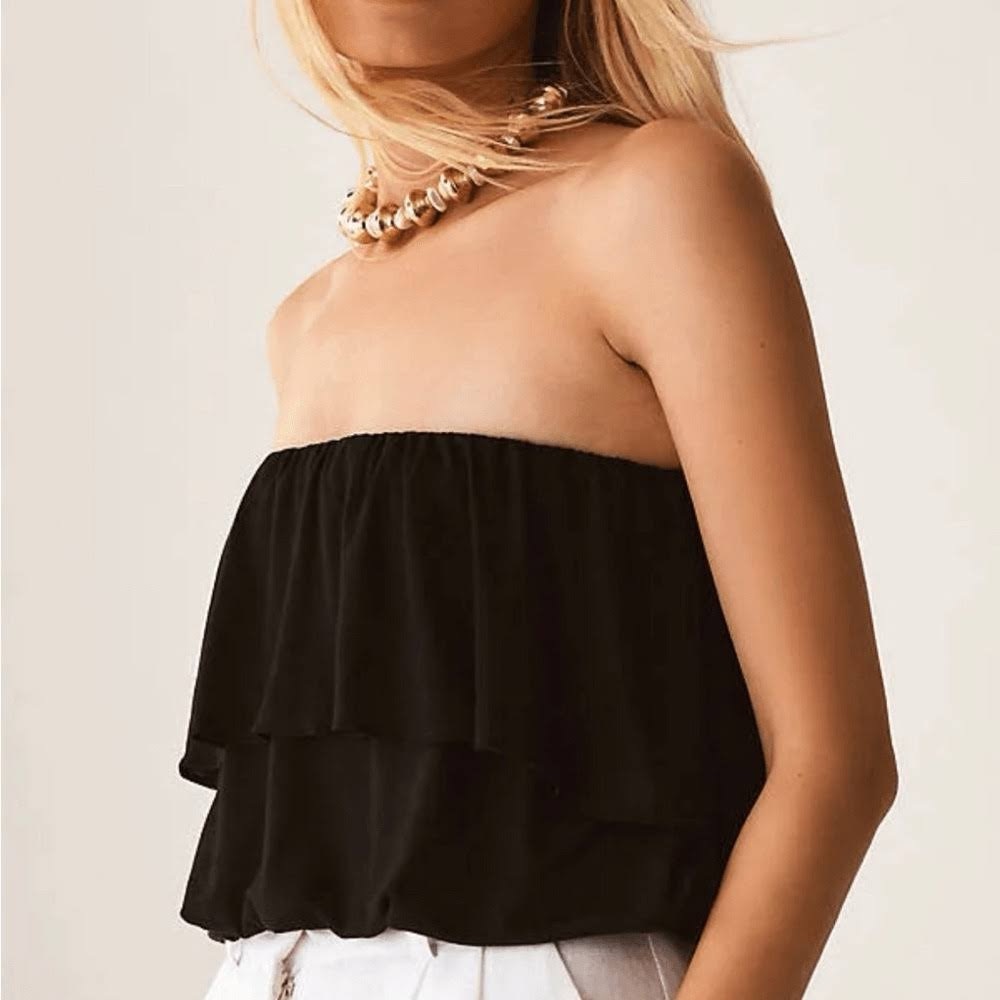 Anthropologie Strapless Flounce Top Size: XS
